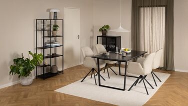 AC Design Furniture Albert – обідній стіл для 6 осіб, 160x90 см, чорний мармур, металеві ніжки