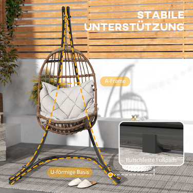 Підставка для гамака у формі C, металева, зі стійкою основою, чорного кольору, до 150 кг