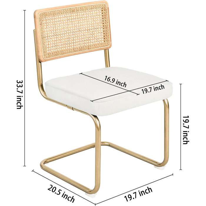 Набір з 2-х обідніх крісел CangLong, м'який крісло-відпочивальник для кухні, їдальні та вітальні, гостьові крісла з масивними дерев'яними ніжками (білий велюр)