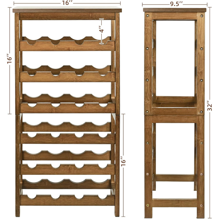 Стелаж для вина VASMIA з бамбука, 3-ярусний, на 12 пляшок, білий (горіх)