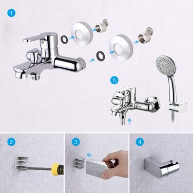 Набір для душу GRIFEMA Bad-Duschsystem G13003 з ручною лійкою, змішувач для ванни, шлангом та кріпленням, накладний монтаж, хром