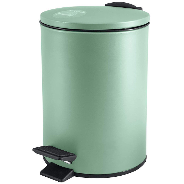 Косметичне відро Spirella об'ємом 3 літри з нержавіючої сталі з автоматичним опусканням і внутрішнім відром, відро Adelar для ванної кімнати, відро для сміття з м'якою кришкою (зелений)