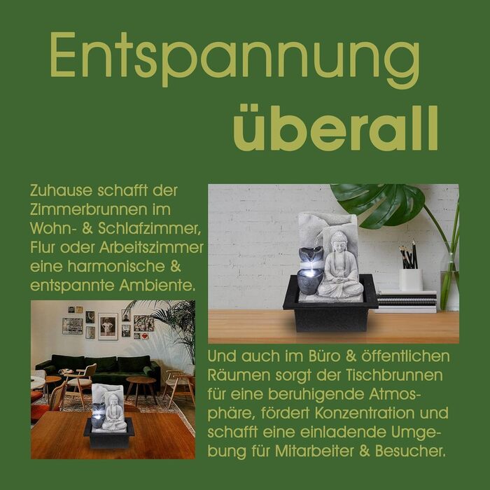 Декоративний фонтан Будда з підсвічуванням – кімнатний фонтан, сірий, 4 ступені