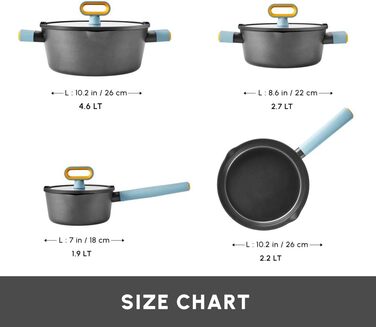 Набір кухонного посуду Karaca Fancy 7 предметів з кераміки з кришкою з скла, антипригарне покриття SwissCrystal без PFAS, включає каструлю, каструлі з кришками та сковороду