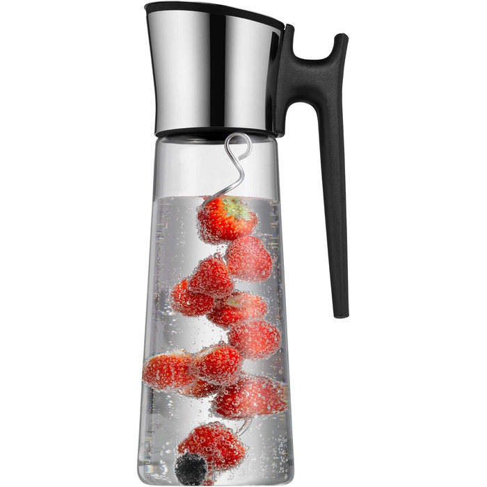 Скляна карафа WMF Basic з кришкою, 1,5 л - скляна посуда для води з нержавіючої сталі