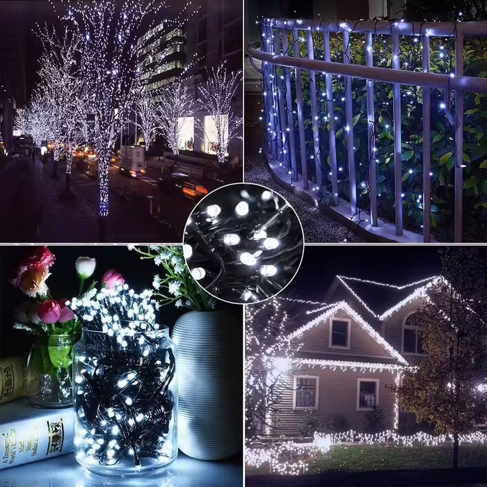 Гірлянда BrizLabs на сонячній батареї, 22 м, 200 LED, водонепроникна, 8 режимів, холодне біле світло, для вулиці, саду, тераси, будинку, весілля, Різдва