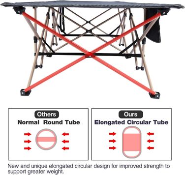 Розкладні кемпінгові ліжка REDCAMP для дорослих, 71,1 см дуже широкі, міцні, стійкі, портативні, міцні товстіші трубки, спальне ліжко, на відкритому повітрі, подорожі, офіс, риболовля в приміщенні (темно-сірий)