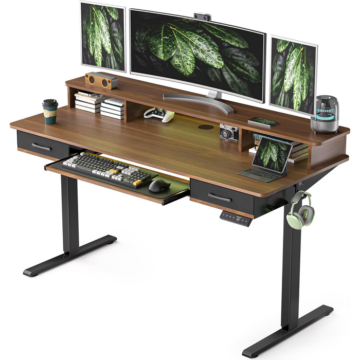 Регульований стіл WALKINGDESK для дому та офісу: електричний, з ящиками та підставкою для клавіатури, 160x60 см, білий