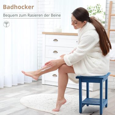 Двомісний душовий стілець LUE BONA HDPS з підставкою для гоління ніг, водонепроникний, з ручками, для внутрішнього та зовнішнього використання, Marineblau