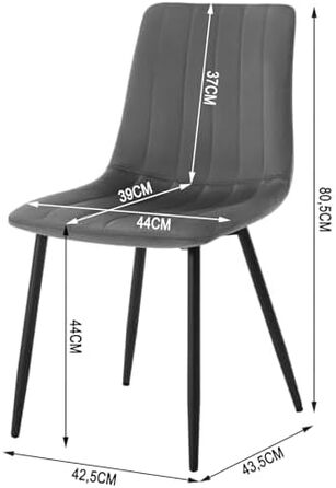 Набір обідніх стільців 6 шт. для кухні, вітальні, спальні. М'які стільці з металевими ніжками, оксамитова сидіння, темно-сірий колір.
