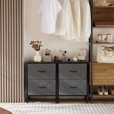 Набір з 2 тумбочок DUMOS, промисловий стиль, з шухлядою, для спальні, вітальні, дитячої кімнати, сірий/білий