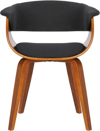 Стільці для їдальні CLP Bruce з тканинним покриттям, дерев'яним каркасом, чорного кольору для їдальні або кухні | Крісло витримує до 150 кг, колір: каркас - горіх, тканина - чорний