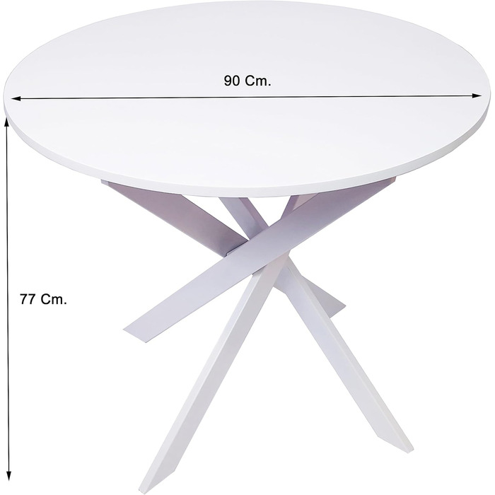 Круглий обідній стіл Skraut Home Zen | 90x90x77 см | на 4 особи | Білий | Міцні матеріали