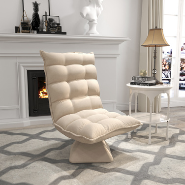 Крісло-релакс, крісло для читання, поворотне, з текстурою льону, розміри 62 x 70 x 95 см, бежеве