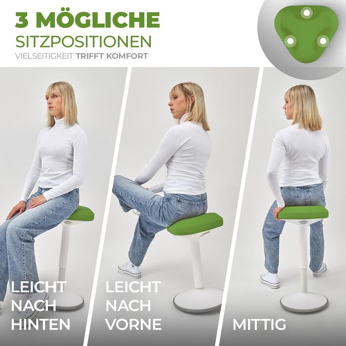 Офісний стілець SMART-Sitzen з ефектом свингу, регульована висота, зелений | Ергономічний стілець для дому та офісу