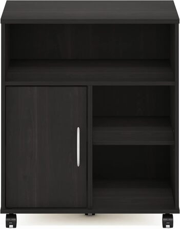 Підставка для комп'ютера та принтера Furinno Econ Home Office з роликами, 3-рівнева з дверцятами (Espresso)