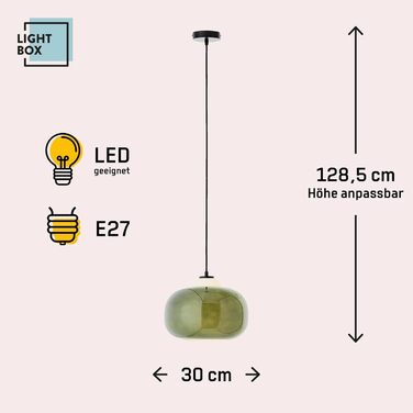 Лайтбокс вінтажний підвісний світильник, скляний абажур, Ø 30 см, регульований по висоті, E27, зелений
