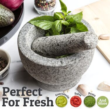 Набір ступки та пестика PriorityChef, 2 чаші, сірий граніт, для подрібнення спецій, легко мити, масивний пестик