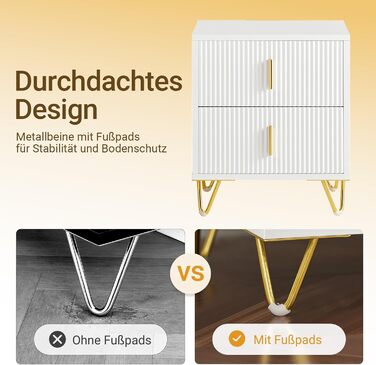 Приліжкова тумбочка SoBuy з 2 шухлядами, біла, 40x40x47 см