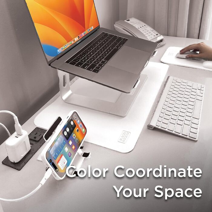 Килимок для столу Black+Decker зі штучної шкіри для клавіатури та миші, захисний підкладник для геймінгу та домашнього офісу (Білий/Сад, 40x81 см)