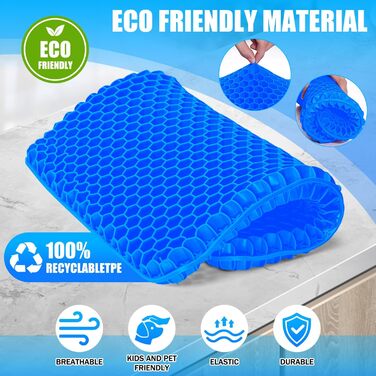 Ортопедична гелева подушка для сидіння з подвійним шаром та протиковзким чохлом, дихаюча подушка на стілець для офісу, авто, інвалідного візка (Темно-синя)