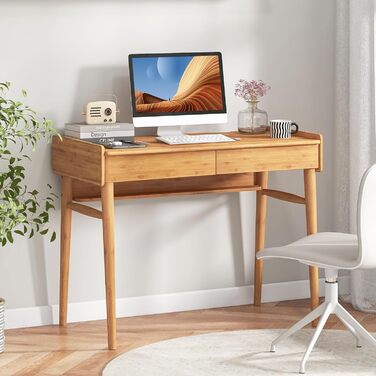 Комп'ютерний стіл COSTWAY з висувними ящиками, стіл з відкритою полицею та слотом для прокладання кабелів, стіл для ПК 100 x 50 x 78 см, офісний стіл, стіл для ноутбука Офісний стіл для офісу, вітальні, офісу