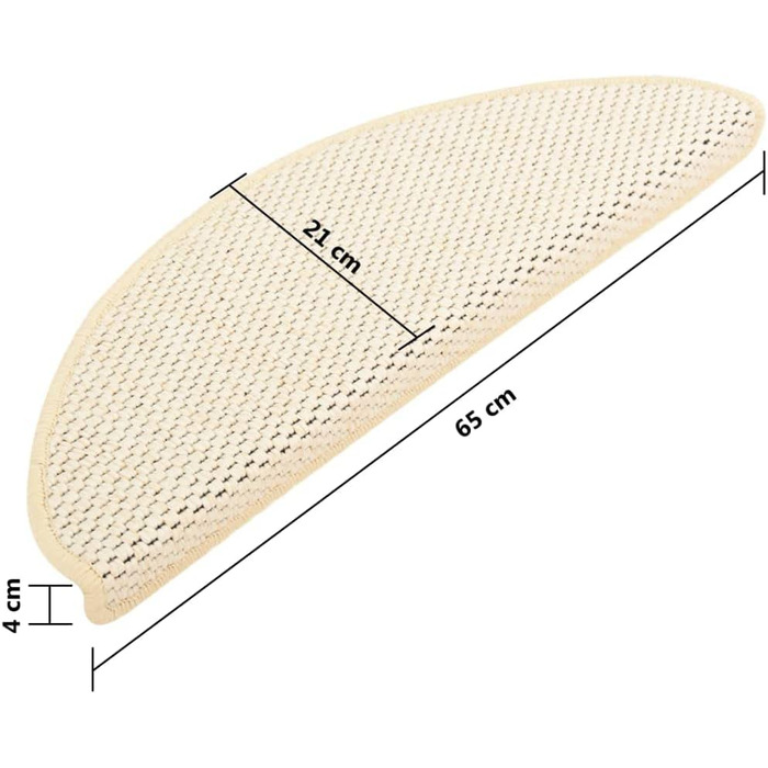 Килимки для сходів VidaXL напівкруглі 15 шт 65х25 см кремові