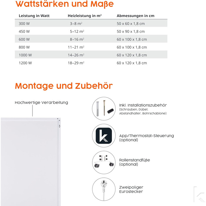 Інфрачервовий обігрівач Könighaus з ТÜV SÜD та 5 роками гарантії (Виготовлено в Німеччині). Можливість завантаження власного зображення. 300W, білий каркас, з термостатом