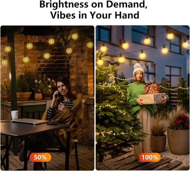 Ланцюжок вогнів GLUROO для вулиці, диммування, 45.7м, водонепроникний, з пульт, 75+2 G40, LED, для саду