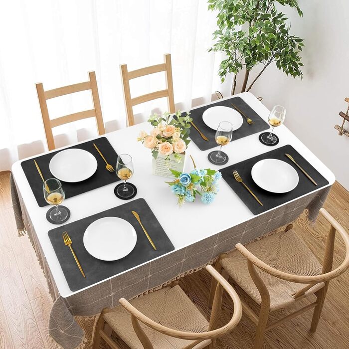 Набори серветок Pixieora: миючі, з підставки, з штучної шкіри, двосторонні, протиковзні, сірі та чорні (4 шт.)