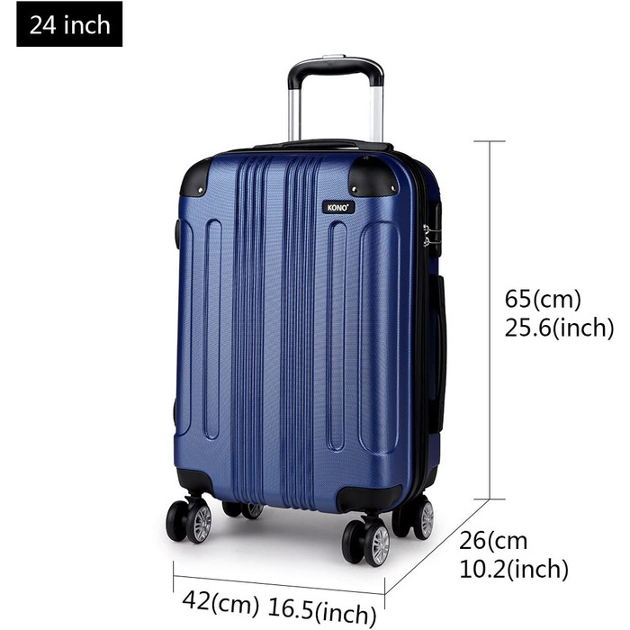 Набір валіз KONO Zwillingsrollen 3шт. (M-L-XL) з ABS-пластику, темно-синій