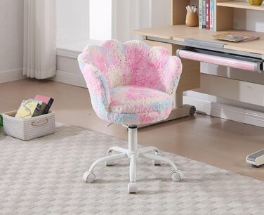 Дитячий стіл-крісло регульоване, поворотне крісло з оксамиту, крісло для навчання для дівчаток, кольоровий рожевий