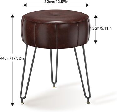 Пуф-стілець для макіяжу YMYNY, стильний пуф у вигляді гарбуза, багатофункціональний пуф для вітальні та спальні, 32 x 32 x 44 см (Коричневий)