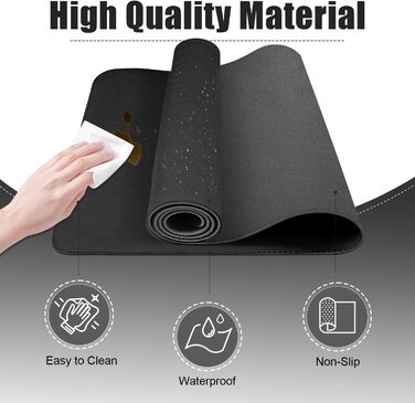 Двостороння шкіряна підкладка на стіл 120x60 см, водонепроникний захисний килимок для робочого столу з замшею (Чорний)