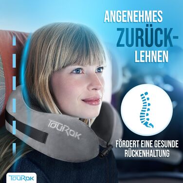 Подушка для подорожей Nackenkissen Flugzeug з піни Memory Foam – для літака, авто, з додатковою підтримкою голови, сіра
