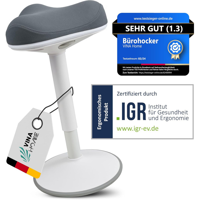 Офісний стілець ZIP SH-01 Graphitblau: ергономічний, регульована висота (58-83 см), знімний чохол, сертифікат IGR