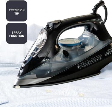 Праска Black+Decker BXIR2606E: 2600W, керамічна підошва, вертикальне прасування, антикальк, 170 г/хв