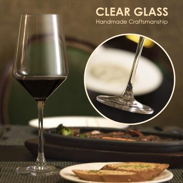 Набір келихів для вина PROST! 6 шт., 491 мл, з кришталевого скла без свинцю, для червоного та білого вина, 496 мл, підходить для миття в посудомийній машині