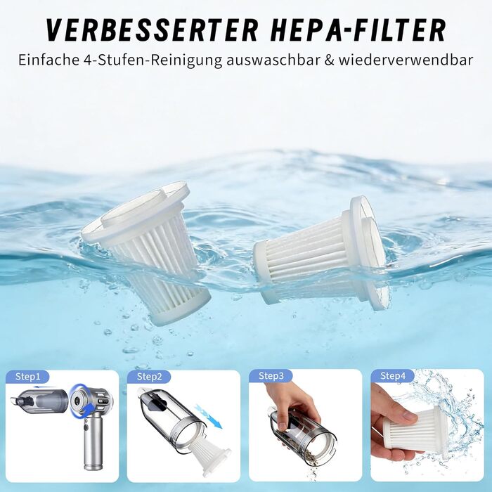 Акумуляторний ручний пилосмок Citybee 4 в 1, бездротовий міні-пилосмок для авто та дому, 25000Па, безщітковий двигун, 3 режими потужності, сріблястий