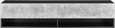 Підвісна дошка Halmstad 140 x 31 x 30 см з дверцятами шафи Навісна шафа з відсіками для зберігання Нижня дошка для телевізора (чорний/бетонний вигляд)