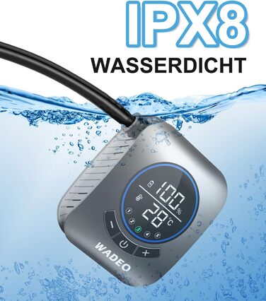 Портативна душова кабіна WADEO з насосом, 8000mAh, LED-дисплей, для кемпінгу та подорожей