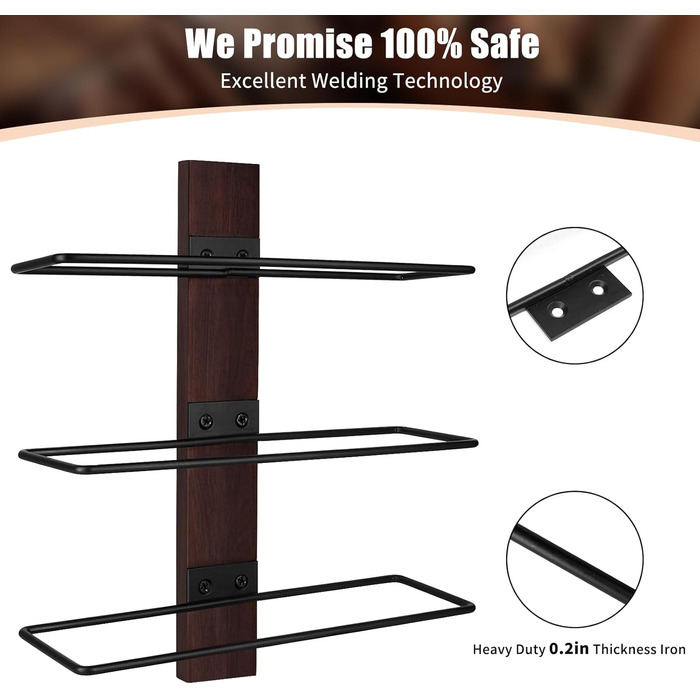 Металева полиця для пляшок вина, 9 відділень, чорна, настінна | Weinregal