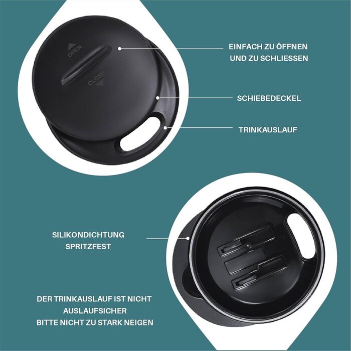 Кружка для кави та чаю Ideus 470 мл з подвійними стінками, нержавіюча сталь, з нековзним ручним тримачем та кришкою-висувним модулем (Трав'яний зелений)