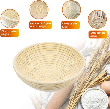 Набір для закваски, 11 предметів: гніт для хліба, гніт для хліба круглий 23 см, повний набір аксесуарів для випікання хліба, набір для випікання хліба, великий подарунок для початківців та досвідчених пекарів (гніт для хліба круглий 23 см)