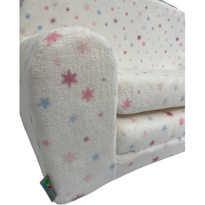 Дитячий розкладний диван FORTISLINE Mini 2в1, 40x78x45 см, для дітей, зі знімним чохлом, поролоновий, мотив Кошеня, плюш зірки