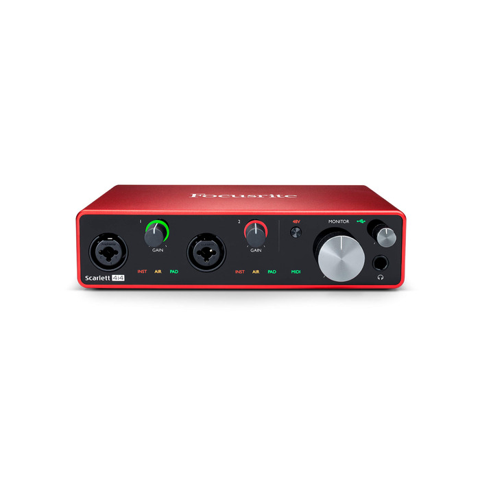 Аудіоінтерфейс Focusrite Scarlett 4i4 3-го покоління з USB для гітаристів, вокалістів та продюсерів. Професійний звук та програмне забезпечення для запису