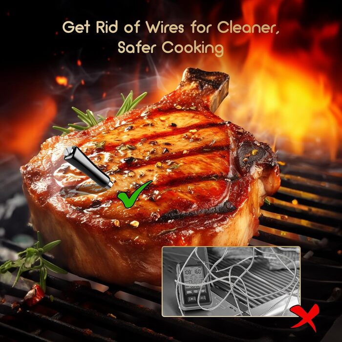 Бездротовий термометр для м'яса Inkbird INT-11P з Bluetooth, IP67, для гриля, BBQ, духовки, коптильні