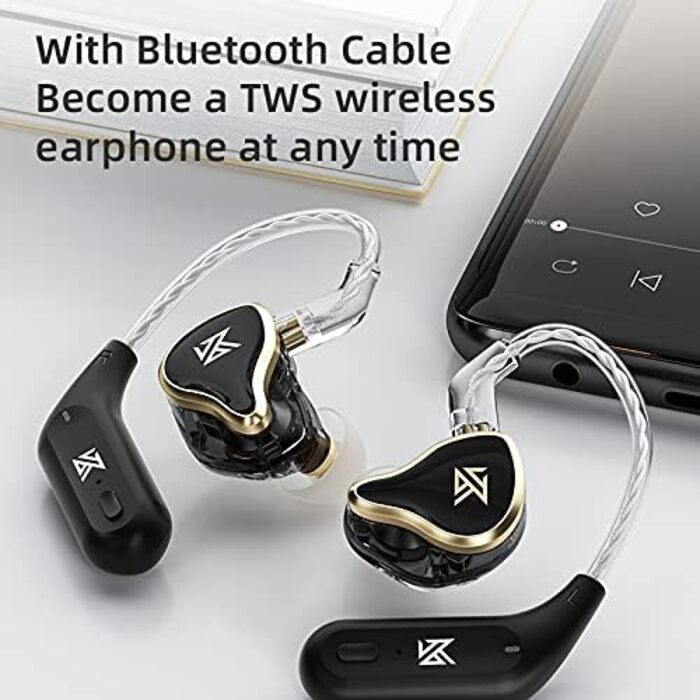 Внутрішньоканальний монітор LINSOUL KZ ZAS 7BA1DD, HiFi бас, гібридні навушники IEM, знімний кабель, сріблястий