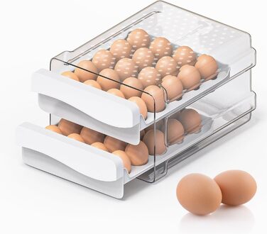 Контейнер для яєць Deecam на 40 яєць, органайзер для холодильника, прозорий, білий