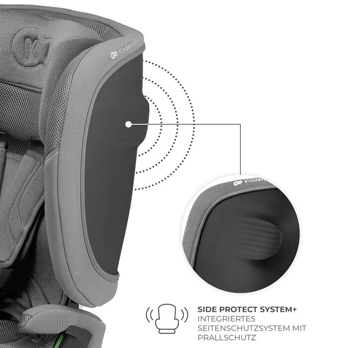 Автокрісло Kinderkraft FIX2GO i-Size 76-150 см (15 міс - 12 років), сіре, ISOFIX, з SPS+, H-GUARD+, 5 положень, з пранням чохла